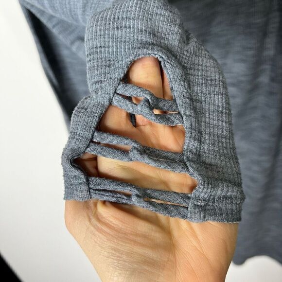 Pure + Good Blue Gray Drape Neck Long Sleeve Tunic Top - Picture 6 of 11